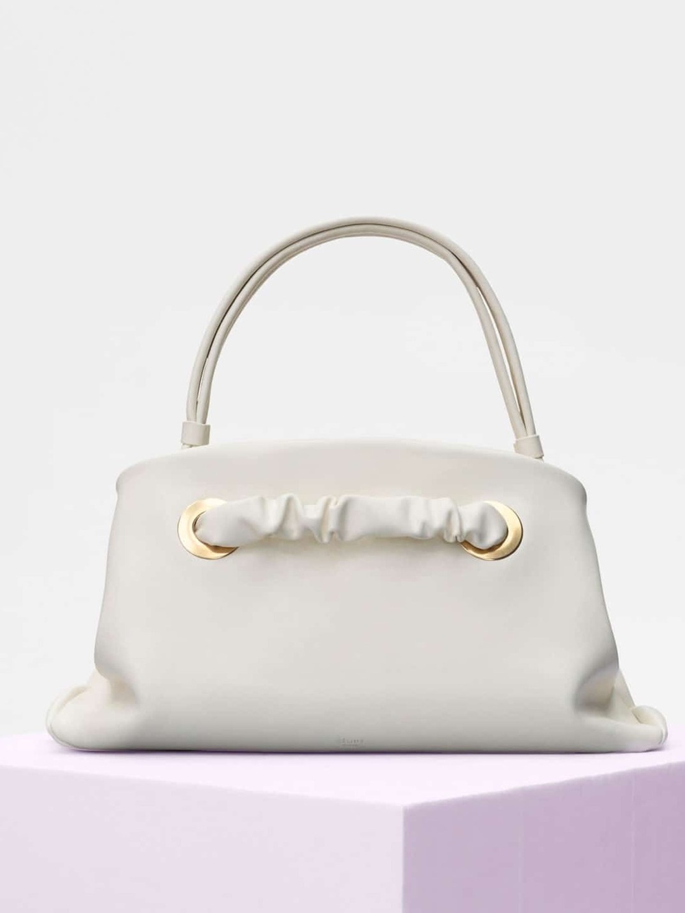 Céline Eyelet Bag Runway 2018 White Leather Top-Handle Bag Phoebe Philo Celine